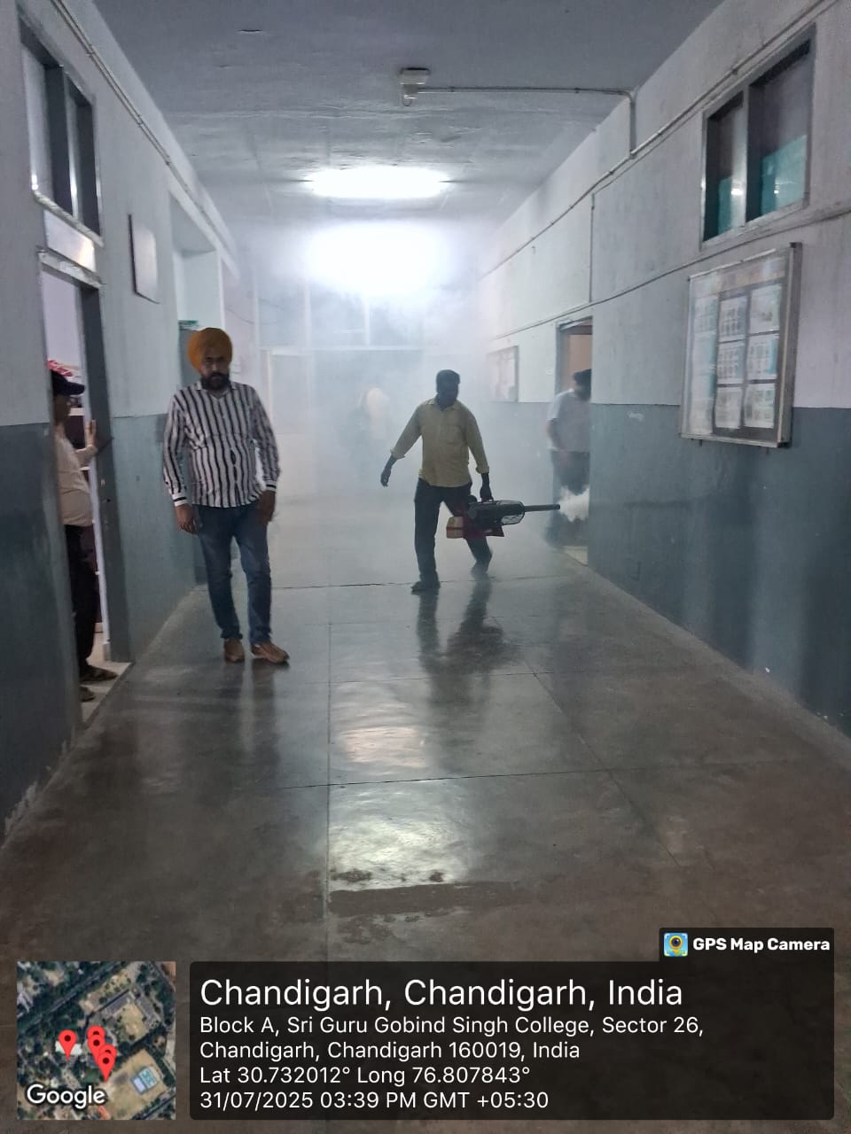 Fogging Operation on 31 July 2025 — vector-control fogging at SGGS College, Sector 26, Chandigarh