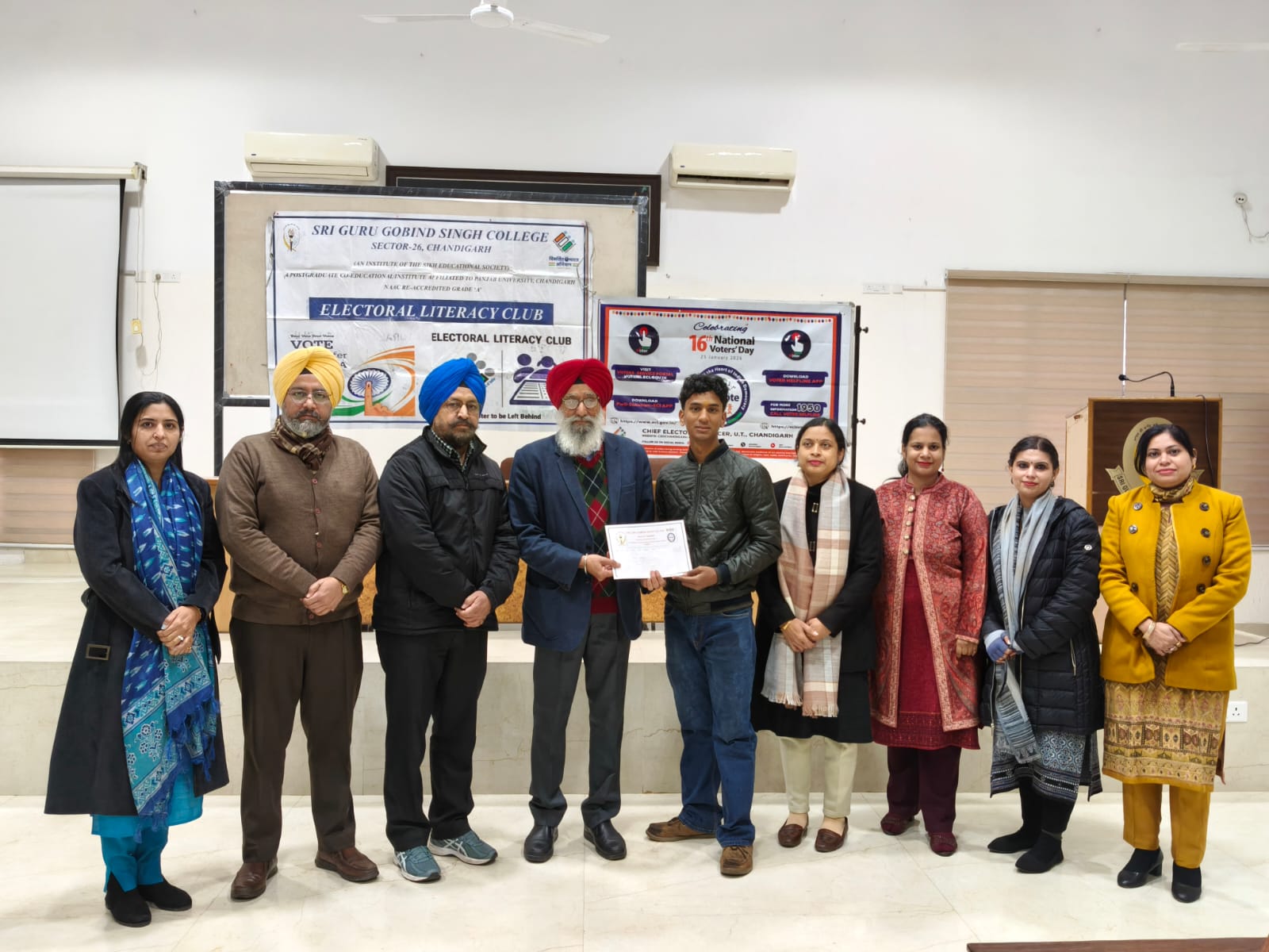 Cash prize distribution for winners of the online competitions organised by the Electoral Literacy Club