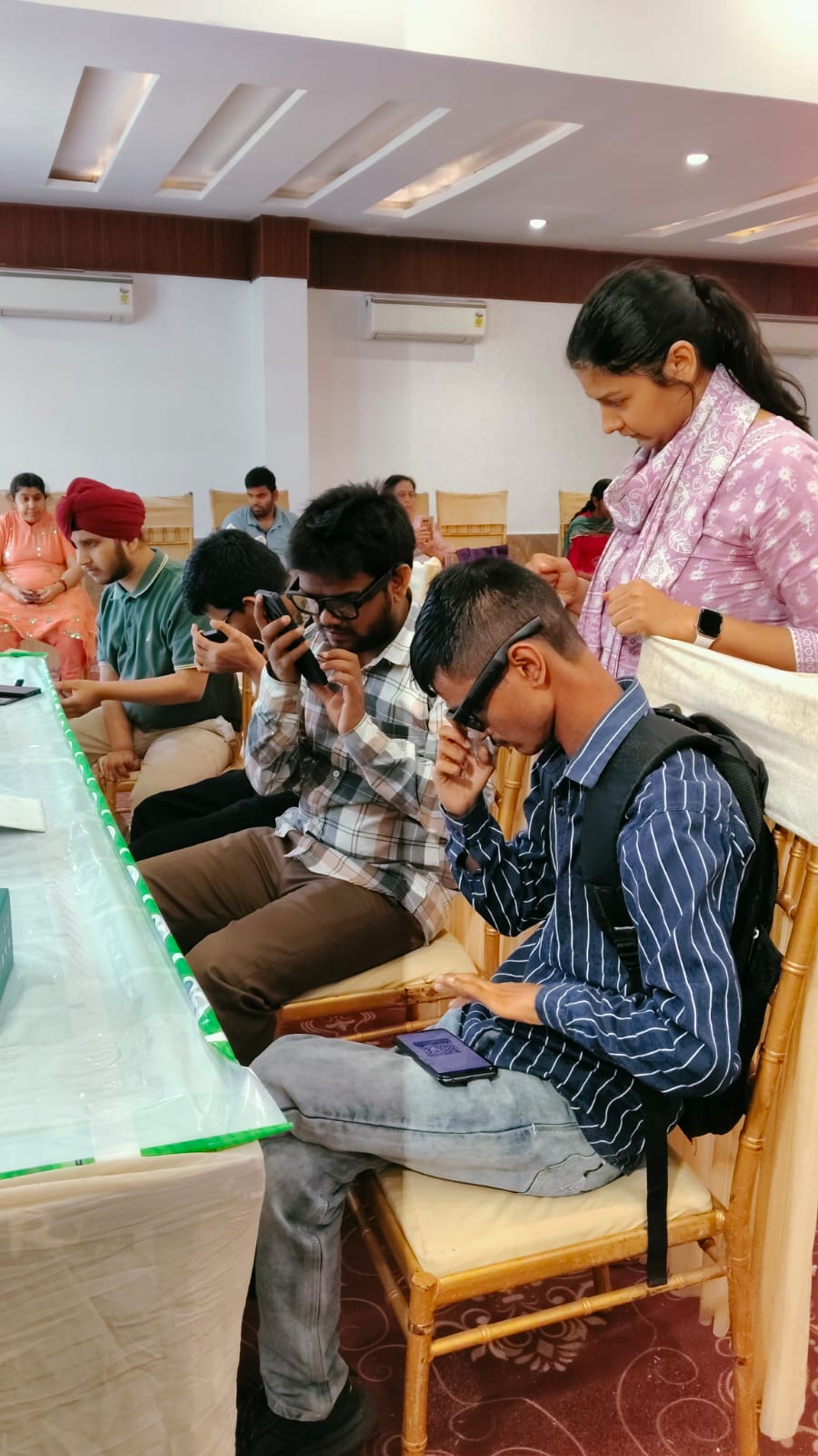 Visually Impaired Students testing Smart Vision Glasses with Ophthalmologist Dr. Rubal