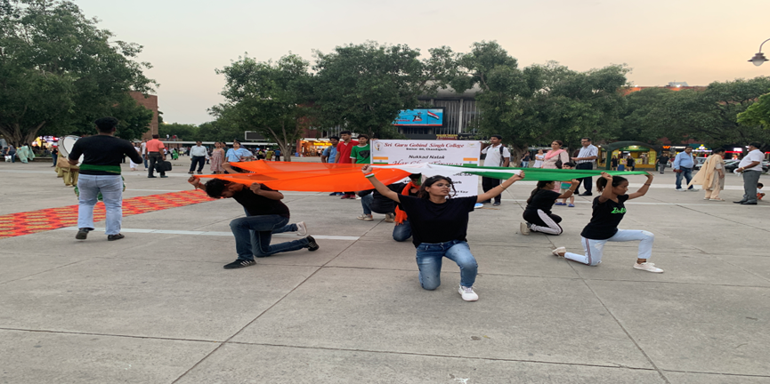 Students performing the Nukkad Natak 'Har Ghar Tiranga' at The Plaza, Sector-17