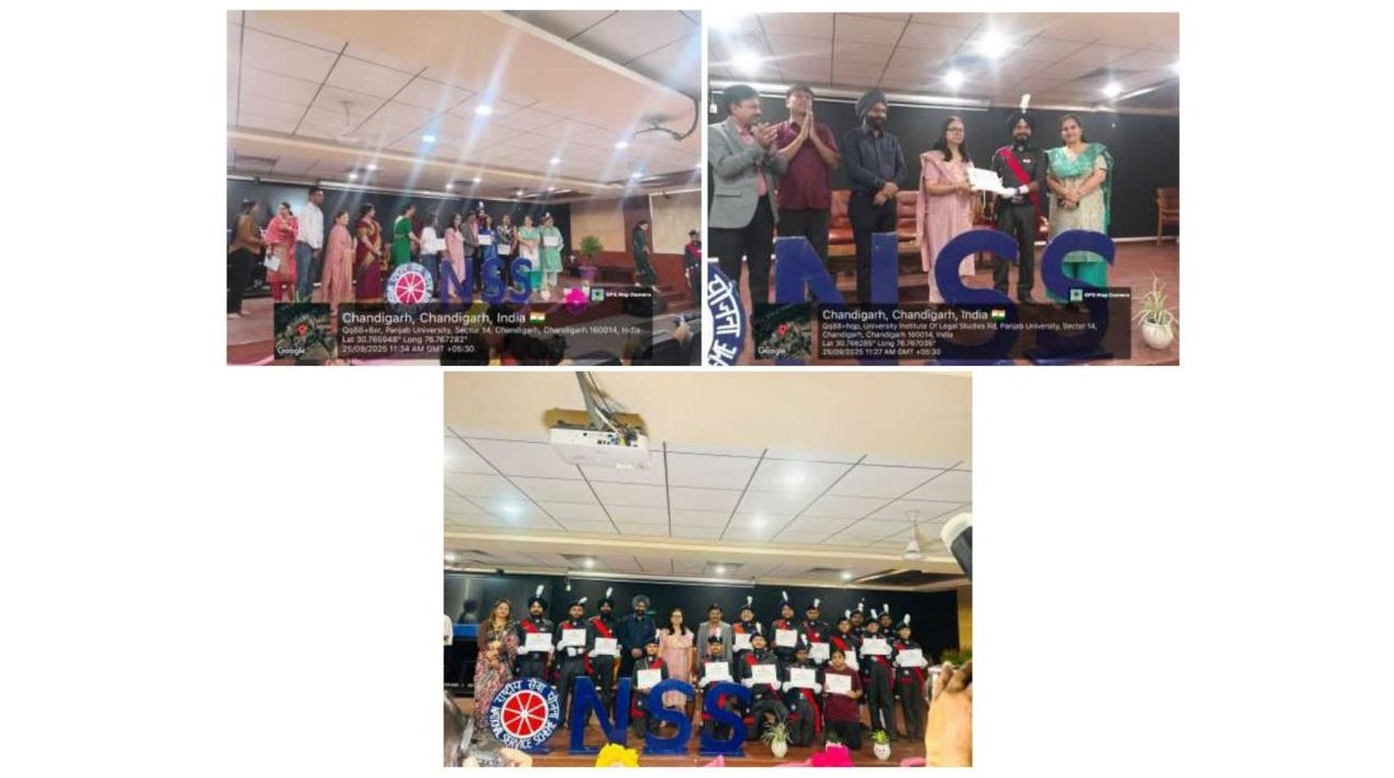 Certificate of Appreciation for Mr Ghanshyam and Ms Jyotika Gandhi at Panjab University