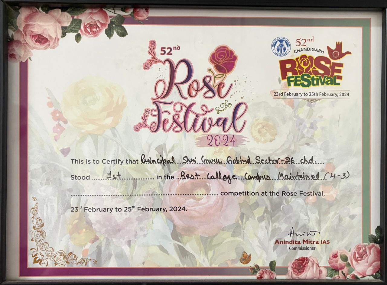 Certificate of Best College Campus-Maintained Competition in 52nd Rose Festival